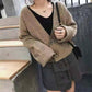 Pofulove Women's Autumn Winter Knit Cardigan Jacket Women Loose Student Thick Sweater Female Coat