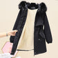 Imitation Hair Parker Overcoming Women's Mid-length Plus Velvet Thick Hooded Waist Waist Tooling Cotton-padded Jacket