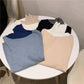 Pofulove Women Turtleneck Hit Color Sweater Long-sleeved Knitted Bottoming Shirt Autumn Winter