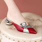 Baotou Half Slippers Women's Medium Heel Red Temperament Outer Wear Sandals Thick Heel Low Heel High Heels