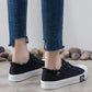 Sneakers Canvas Shoes for Women Fashion Solid Superstar Hook Loop Vulcanize Shoes