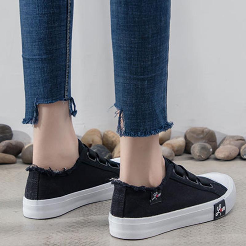 Sneakers Canvas Shoes for Women Fashion Solid Superstar Hook Loop Vulcanize Shoes