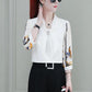 Spring and Autumn Loose Top Women's Long-sleeved Chiffon Shirt All-match T-shirt