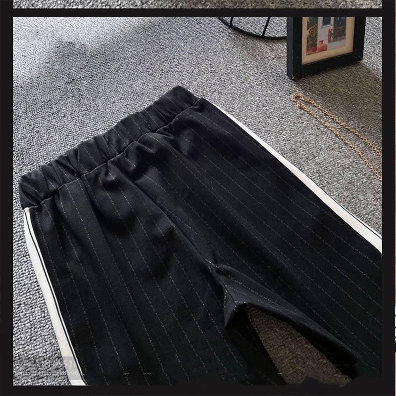 Thin Summer Fashion Trend Loose Straight Mopping Trousers Stitching Striped High Waist Wide Leg Casual Pants Women