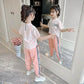 Girls Summer Casual Short-sleeved Suits Children's Sports Loose Sweatpants Sweat-absorbing Skin-friendly Soft Korean Children's Suits