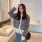 Top Women's Autumn Small Fragrant Wind Sweater Cardigan Jacket Short Plaid Mink Fleece Sweater