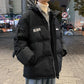 Winter Men's Down Jacket Japanese Thick Warm Hooded Jacket Korean Version of The Trend Loose Casual Printed Bread Suit Jacket
