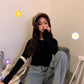 Solid Color Wild Sweater Women's Hedging Slim Was Thin Long-sleeved Lapel Bottoming Sweater