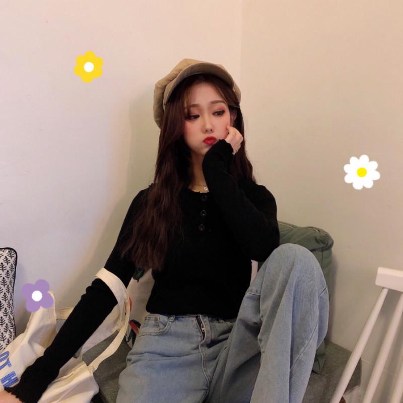 Solid Color Wild Sweater Women's Hedging Slim Was Thin Long-sleeved Lapel Bottoming Sweater