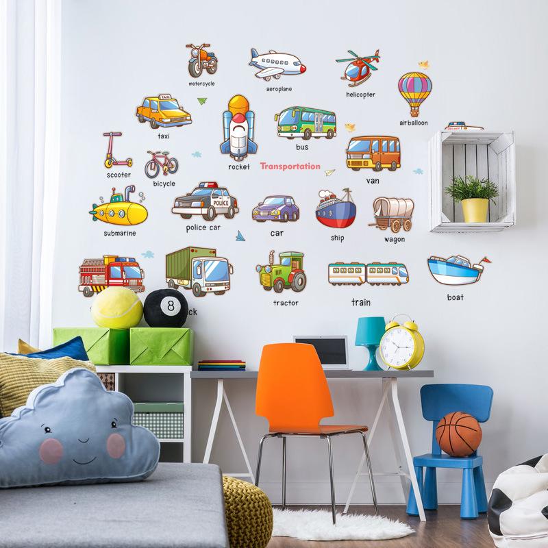 Cartoon car free kindergarten early education dormitory children's Day gift with heart wall stickers