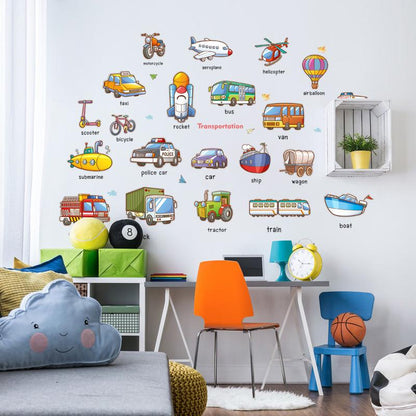 Cartoon car free kindergarten early education dormitory children's Day gift with heart wall stickers