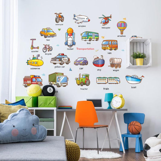 Cartoon car free kindergarten early education dormitory children's Day gift with heart wall stickers