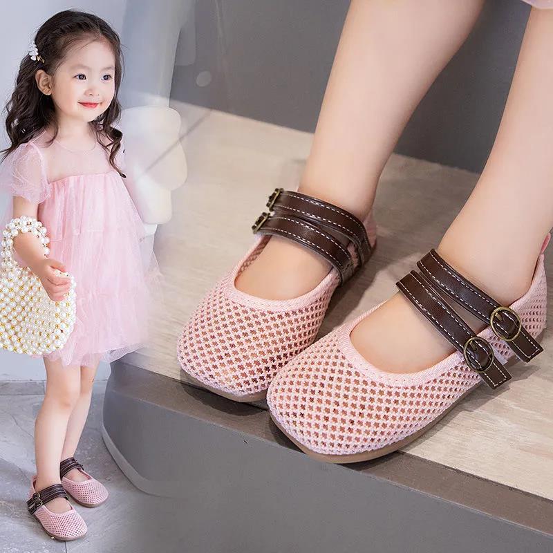 Children's Princess Shoes Girl's Breathable Hollow Mesh Sandals Kid's Large Size Soft Bottom Toddler Shoes