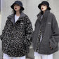 Leopard Print Double-sided Polar Fleece Jacket Winter Korean Version of The Loose High Collar Mid-length Lamb Velvet Jacket Suitable for Young Women