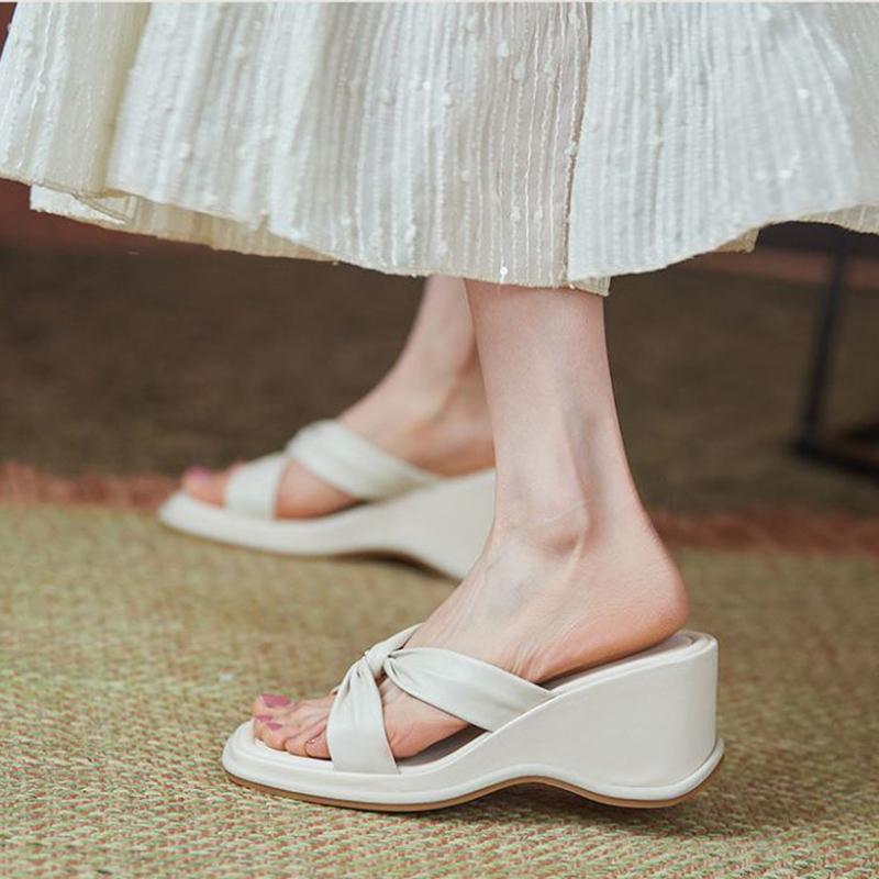 High-heeled Slippers Women's Summer Korean Version of All-match Comfortable Wedge Sandals Flip-flops Increased Sandals