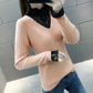 Autumn and Winter Fashion Simple Bottoming Shirt Lace Stitching V-neck Sweater Fashion Knitted Women's Top
