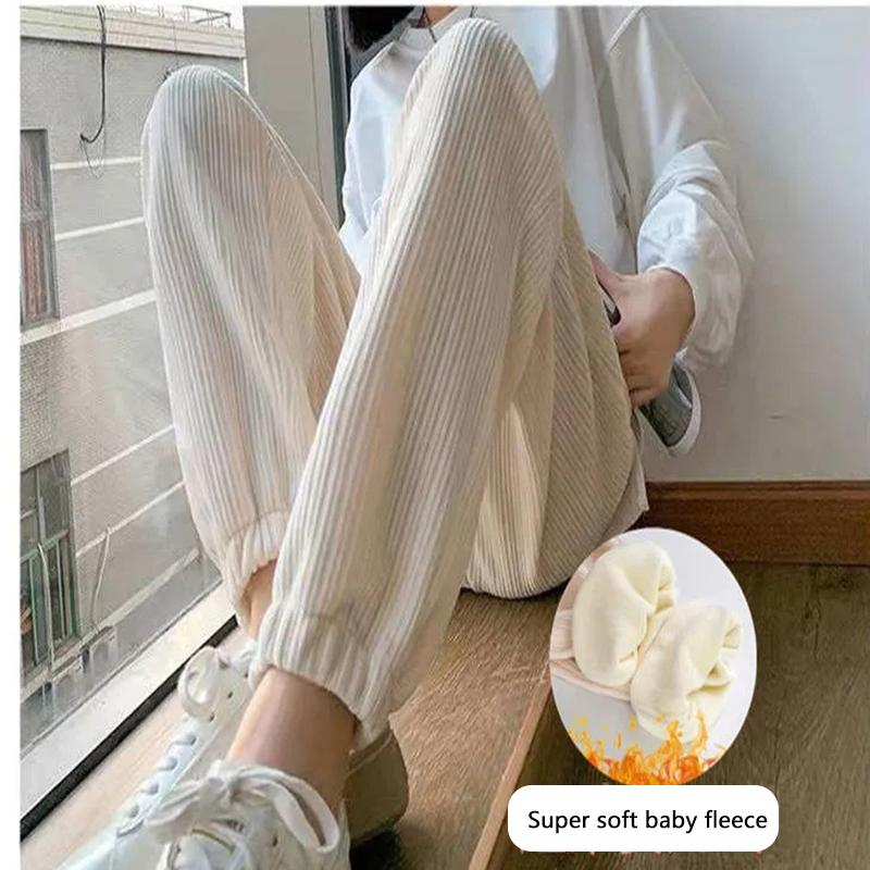 Baby Fleece Sports Pants Women's Thickening Autumn and Winter Sweat Pants Loose Leggings Casual Pants Straight Pants Leggings Casual Jogging Pants