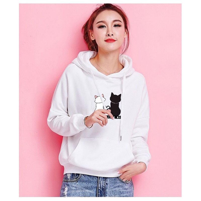 Women's Plush Thick Sweater Autumn and Winter Loose Korean Version of The Wild Student Casual Hooded Sweater Lazy Style Women's Jacket