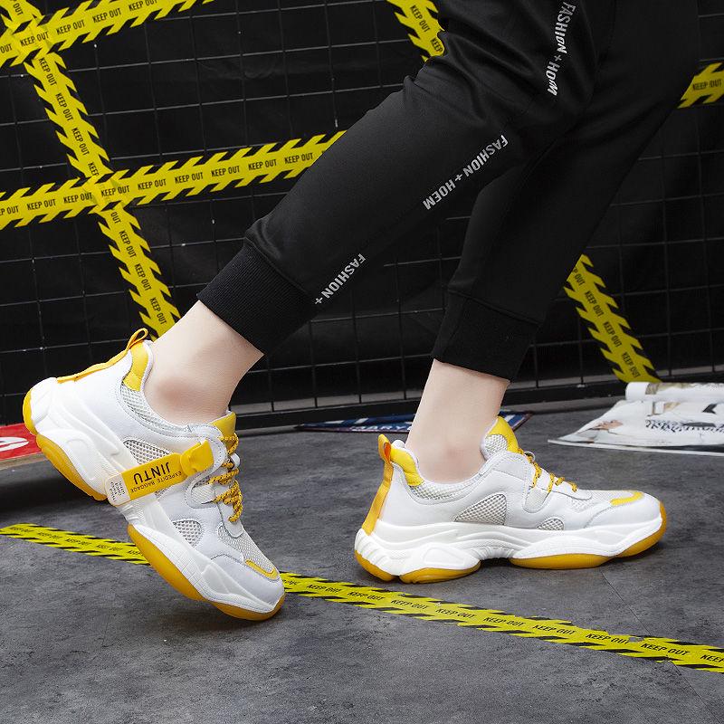Men's Shoes Summer Breathable Sports Shoes Thick Bottom Increased Daddy Shoes Men Korean Version of Lightweight Fashion Mesh Shoes