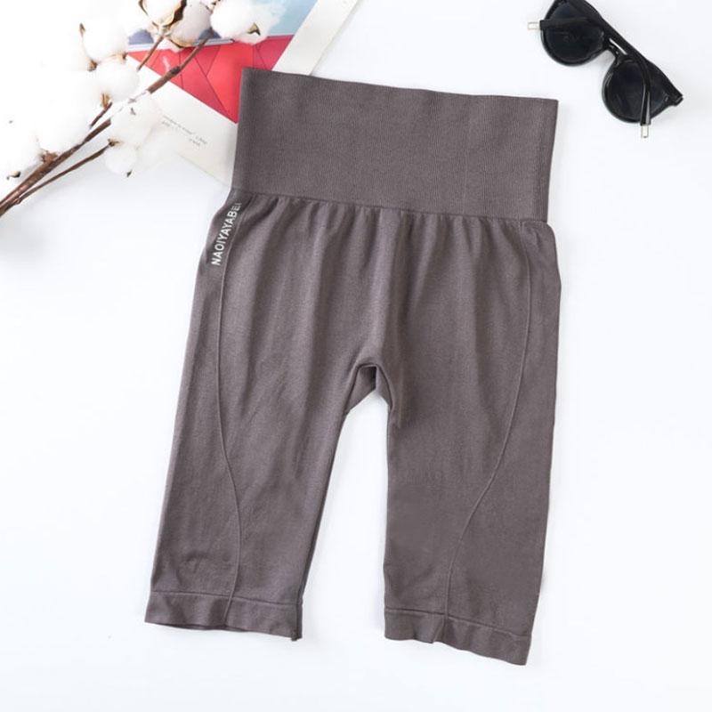 High-waisted Nude Yoga Fitness Sports Pants Women's Hip-lifting Abdomen Shaping Tight Elastic Running Outwear Shorts Summer Leggings