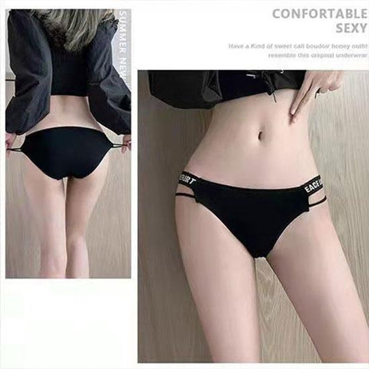 Simple Sports Style Girl Hollow Panties Ladies Sexy Low Waist Briefs Cotton Inner Crotch Breathable Letter Thin Belt Panties for Women Underwear