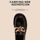 Women's Leather Shoes with Shiny Patent Leather and Soft Sole British Style Platform Platform Loafers
