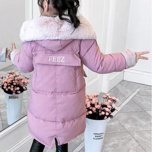 Girls' Winter Clothes Padded Jacket Thickened Children's Fashion Mid-length Padded Jacket Girls Down Padded Jacket
