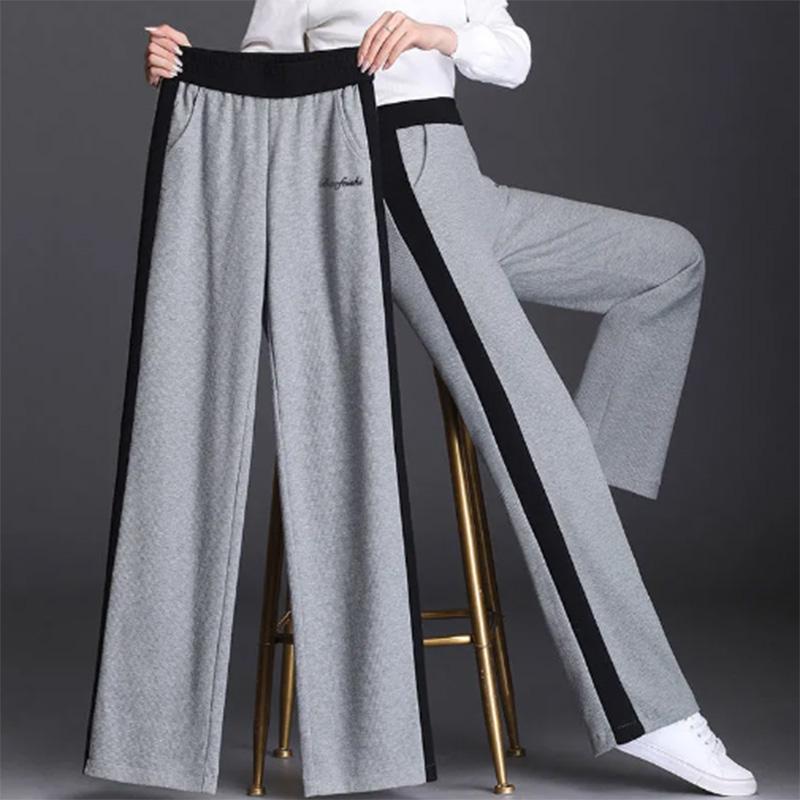 Wide Leg Pants Women's High Waist Casual Sweatpants Spring and Autumn Straight Pants Waffle Loose Sweatpants
