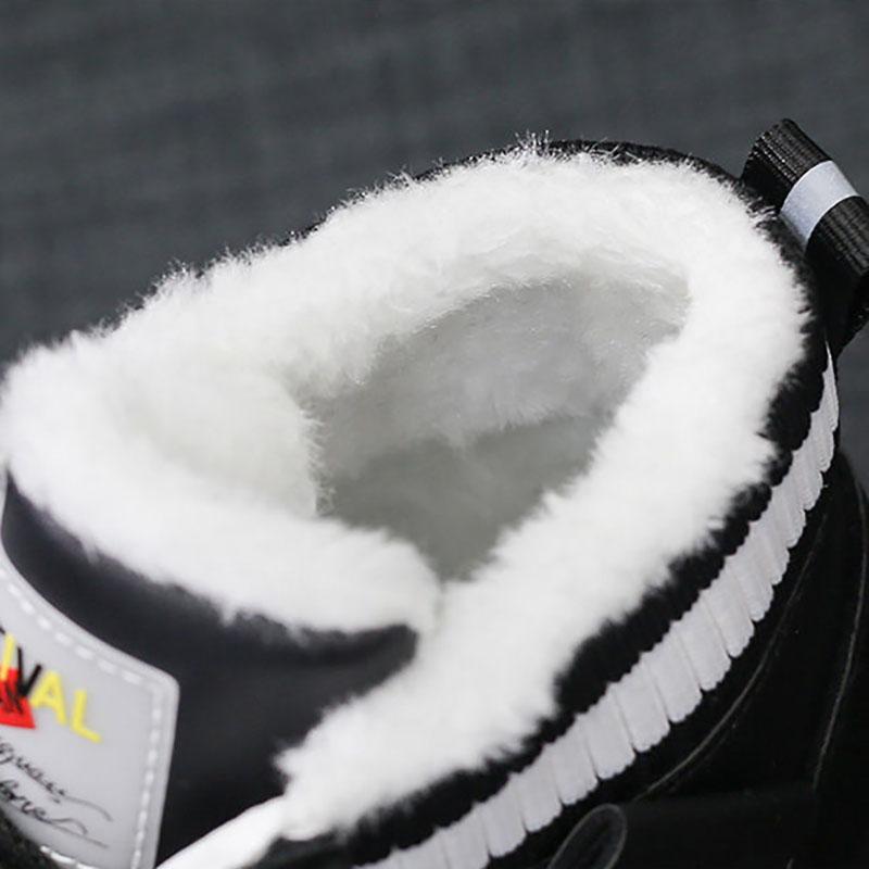 Leather High-top Cotton Boots Women's Shoes Snow Boots Women's Wild Autumn and Winter Plus Velvet White Shoes Women's Cotton Shoes