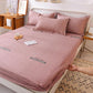 Three-piece Set Cotton Thick Mattress Protector Printed Bedspread Pillowcase Bedding