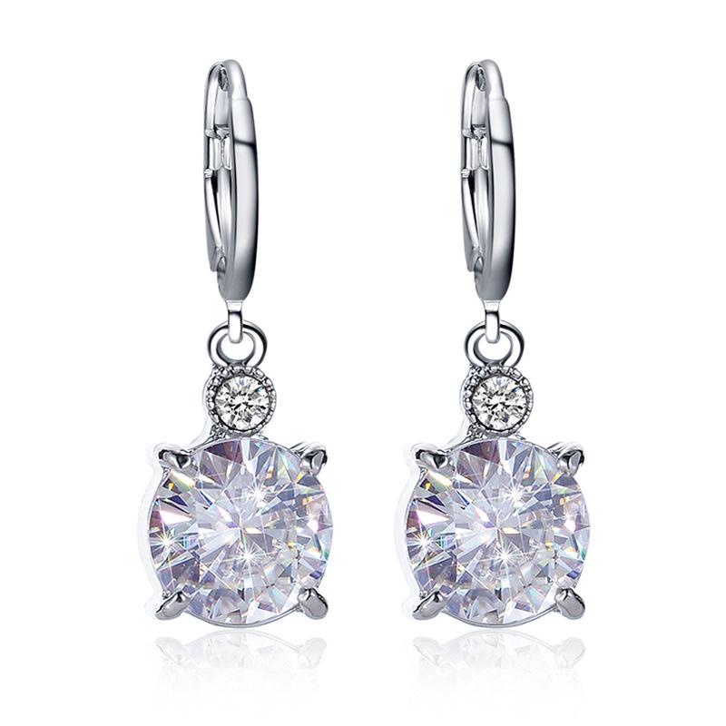 Fashion Bridal Jewelry Round Crystal Zircon Earrings Necklace Set Exquisite Jewelry Set