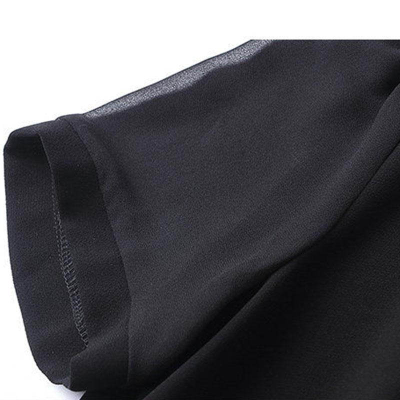 Chiffon Dress Mid Length Ladies Loose Large Size Short Sleeve V-Neck Skirt