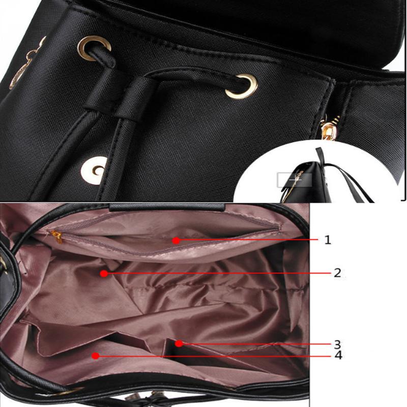 Women's Backpack Soft PU Leather School Satchel Casual Multilayer Large Capacity College Elegant High Quality Shopping Travel