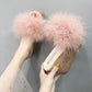 Fur Slippers Women Fluffy Sliders Comfort Summer Wedge Heeled Slippers Sweet Ladies Platform Slippers Footwear