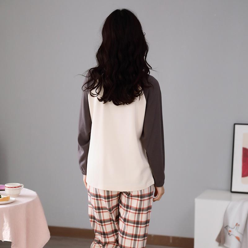 Women Pajamas Set Long Sleeve Pyjamas Suit Spring Autumn Sleepwear Winter Home Wear Loose Casual Pullover Round Neck Cute Nightwear Tops Pants