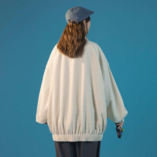 Oversize Jacket Women's Spring and Autumn 2022 New Korean Version Loose Corduroy Baseball Uniform Japanese Tooling Top Trend