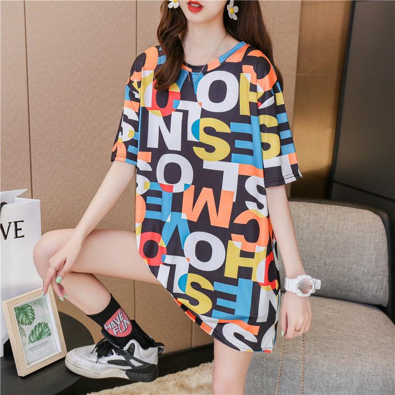 Mid-length T-shirt Loose Lazy Style T-shirt Women's Short-sleeved Plus Size Blouse Women's Loose Casual Plus Size Women's Mid-length T-shirt