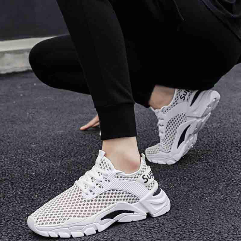 Plus Size 39-44 Fashion Summer Men Mesh Sneakers Low-top Running Basketball Shoes Outdoor Non-slip Sports Shoes Shockproof Shoes
