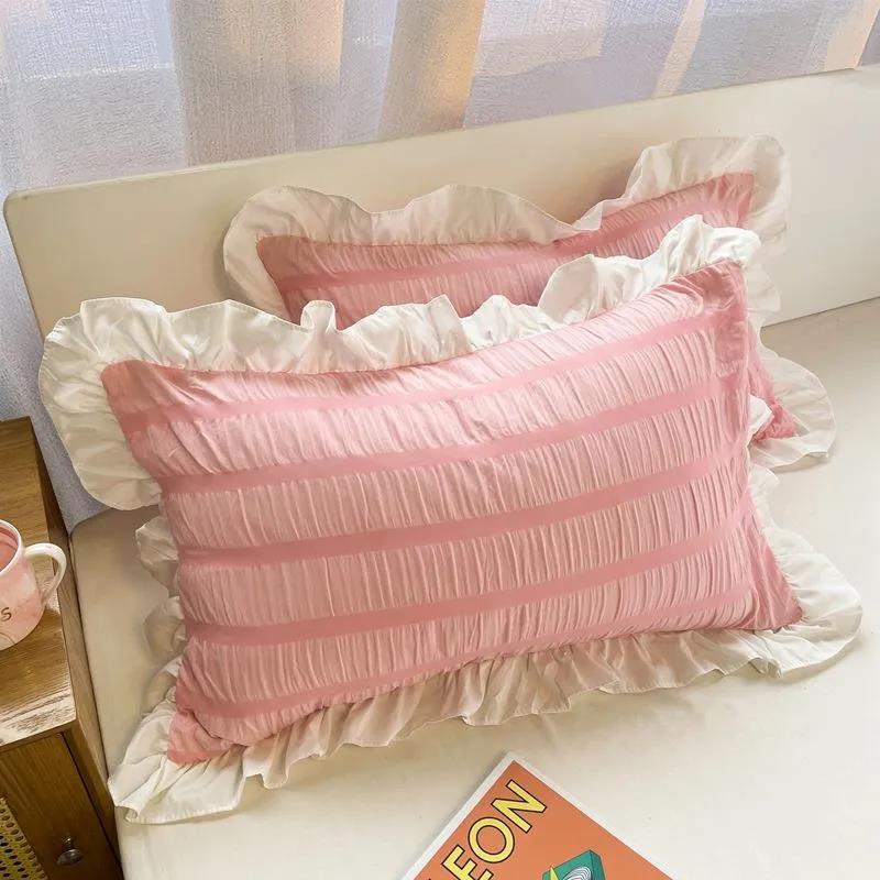 One Pillowcase Princess Style Cute Lace Solid Color Single Pillowcase 48X74cm Student Dormitory Pillowcase