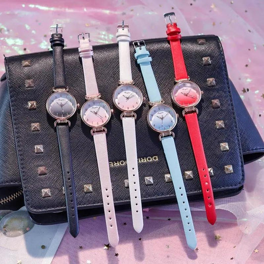 Women's Rhinestone Gradient Quartz Watch Niche Pink Luminous Waterproof Bracelet Watch Belt Quartz Diamond Watches