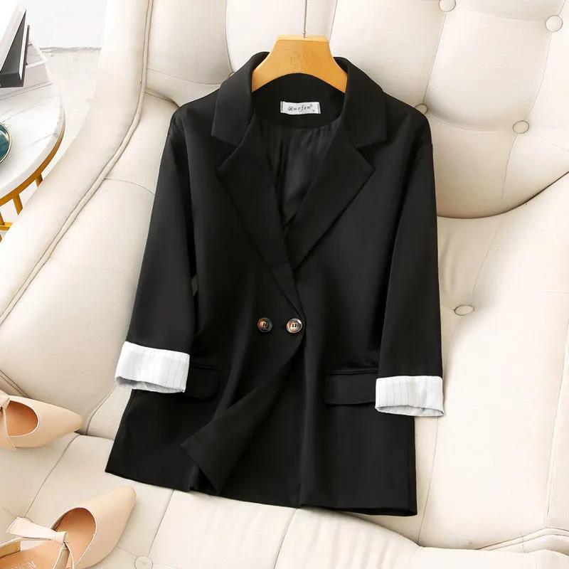 Spring and Autumn Small Suit Loose Retro Casual Wild Thin Short Suit Jacket Women