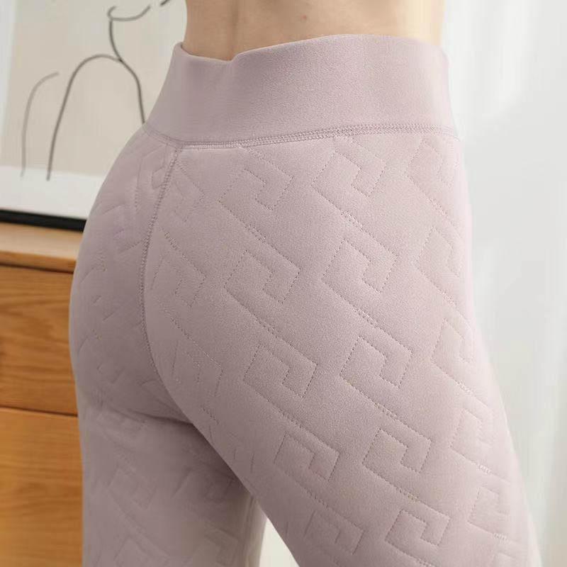 Thermal Pants Women's Inner Wear High-waist Tight-fitting Cotton Wool Pants Ladies Long Trousers Seamless Plus Velvet Silk Leggings Autumn and Winter
