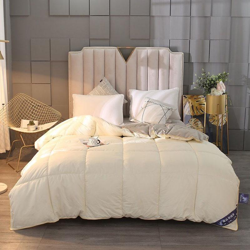 Thicken Warm White Goose Down Quilt Large Solid Color Four Seasons Quilt Family Bedding