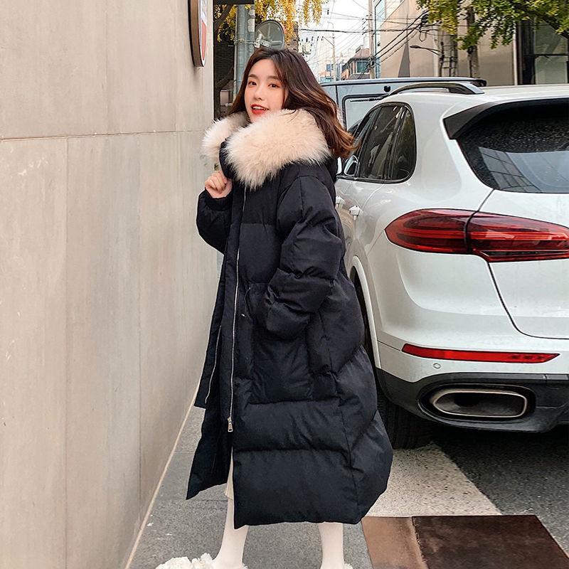 Winter Cotton-padded Jacket Female Loose Student Waist Was Thinner and Long Section Knee-length Down Padded Jacket Padded Jacket
