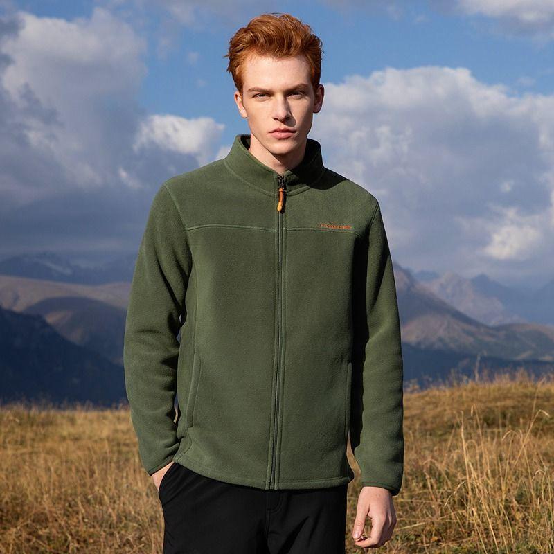 Men's Autumn and Winter Clothing Plus Fleece Jacket Stand Collar Coat Cardigan Thickening Outdoor Clothing Fleece