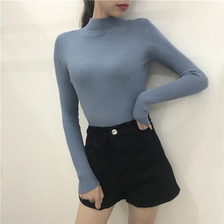 2019 Fall Turtleneck Sweaters Women Long Sleeve Thin Sweaters Winter Knitted Pullovers Jumpers Tops