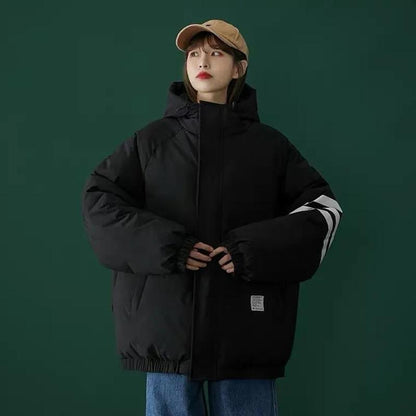 Winter Cotton-padded Women's Loose Oversize Cotton-padded Coat Korean Version Bread Coat Hoodie Warm Sportswear Casual Coat