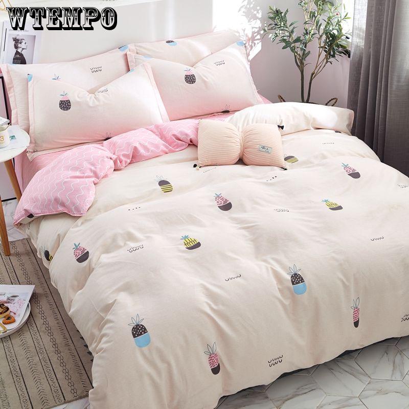 Home Textile 3/4 Pcs Bedding Set Duvet Cover Pillowcase Cute Cartoon Kids Quilt Cover