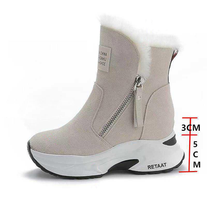 Thick-soled Snow Boots Women's Winter All-match Inner Heightening Women's Shoes Plus Velvet Martin Boots Warm Boots