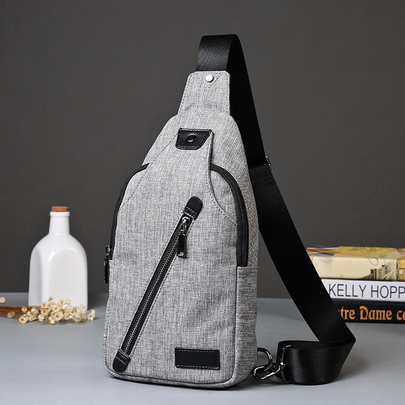 Chest Bag Men Gray Large Capacity Waterproof Oxford Cloth Shoulder Bag Outdoor Sports Bag Backpack